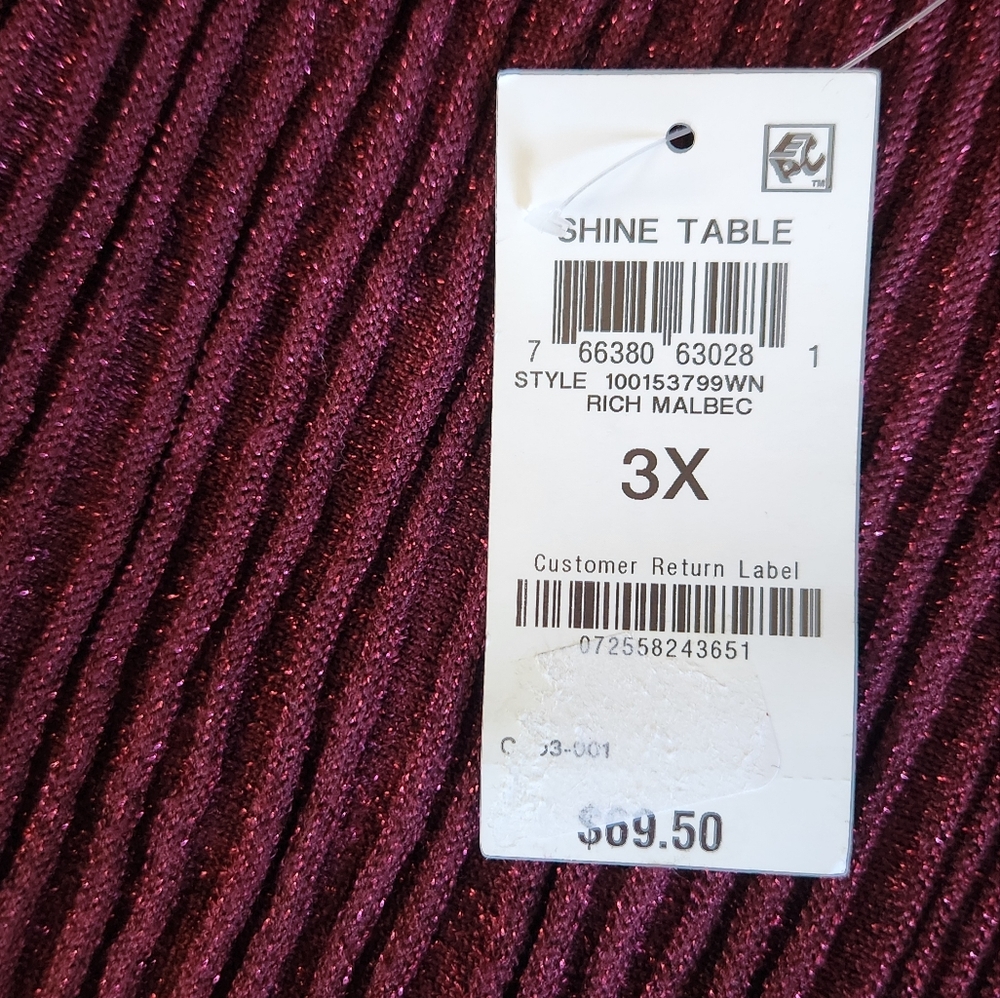 NWT Alfani Plus Women's V-Neck Ribbed Metallic Sweater - Picture 6 of 13
